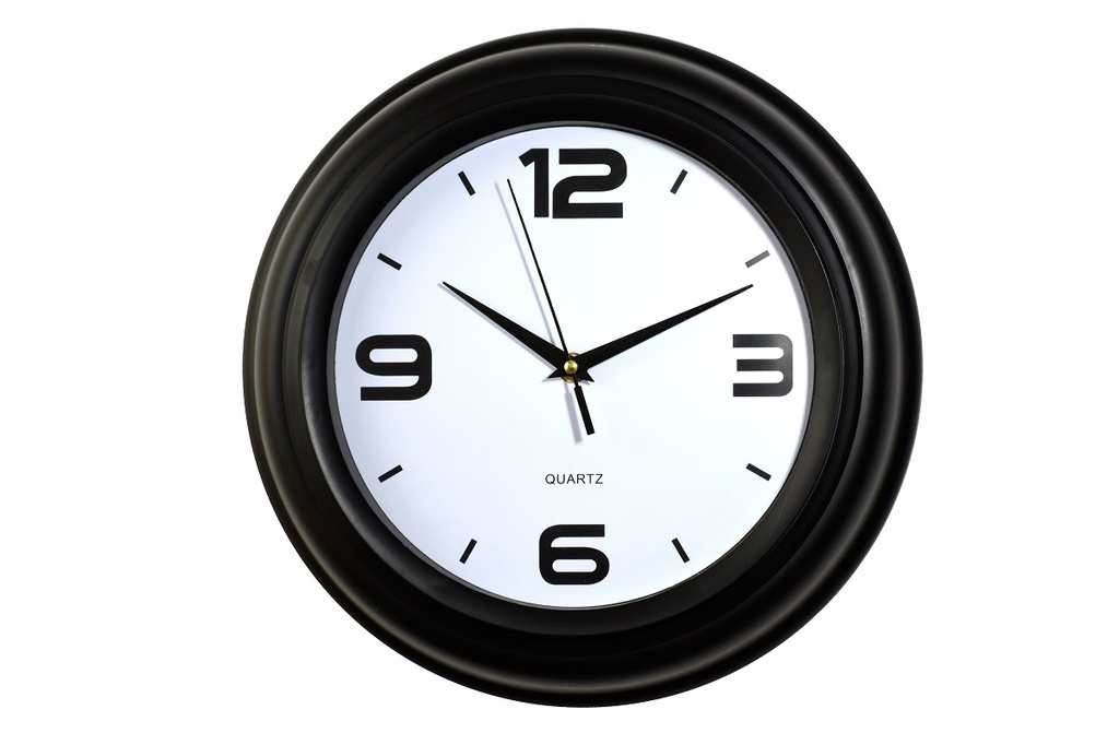 12.5" Black Plastic Wall Clock (6 pcs/ctn)