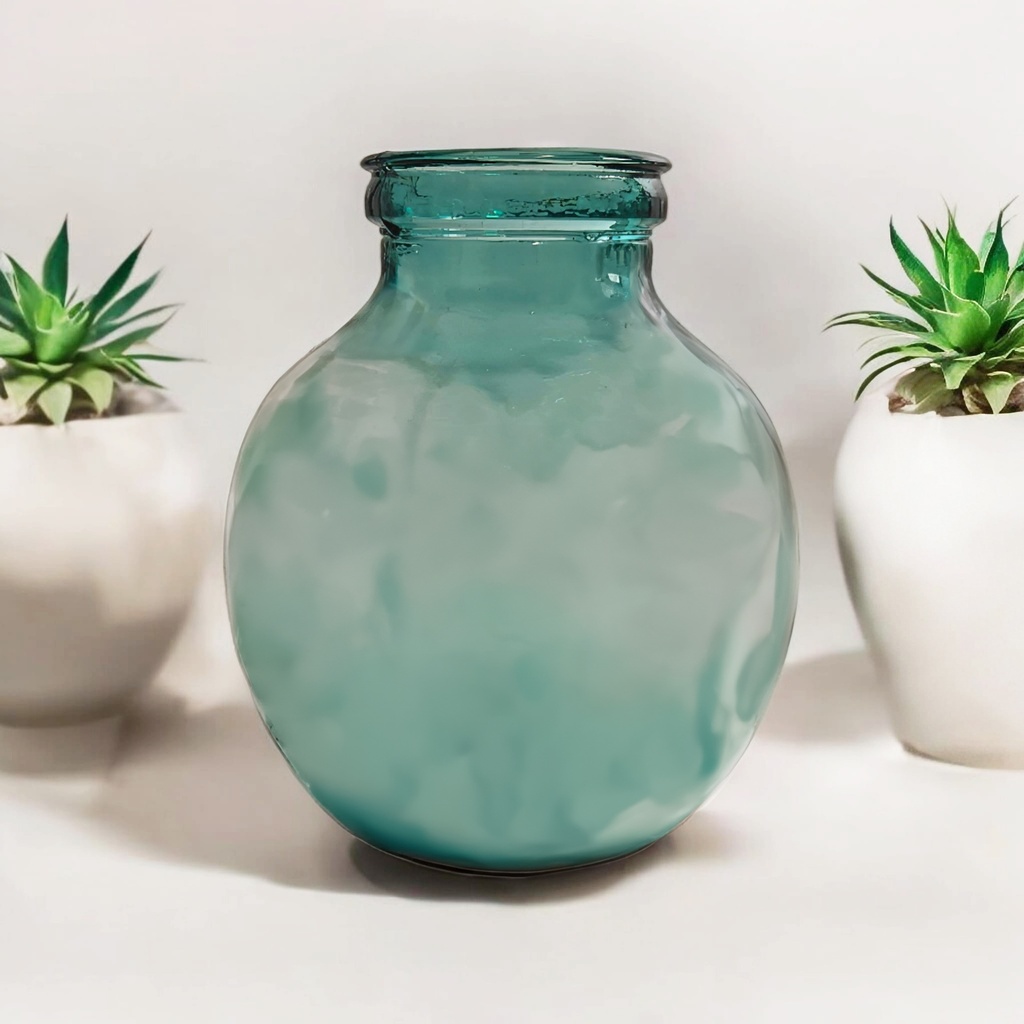 Clear Recycled glass Vase, H11.4"xD9.8",  29x25cm (2 pc/ctn)
