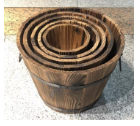 5 piece Wood Barrels Flower Pot set 30x23.5cm 24x20cm 21x18cm 17x14cm 13x11cm, (1 set/ctn)