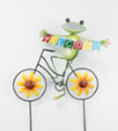 Metal Frog on Bike Garden Stake 39x51x9cm (12 pc/ctn)