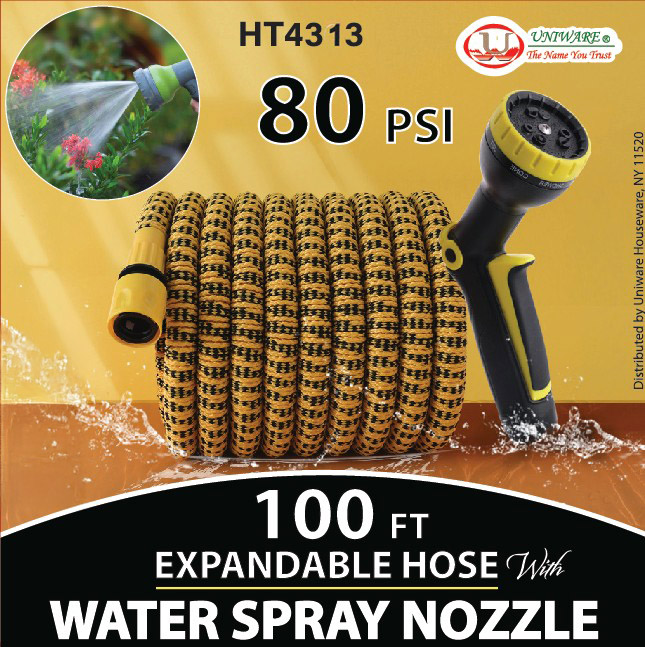 100FT Expandable Hose, with Spray Nozzle, Valve, Hook, Bag (8 set/ctn)