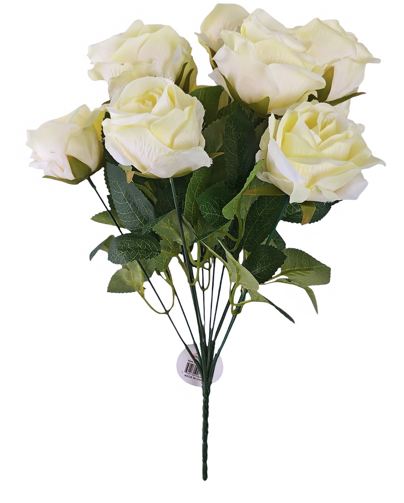 12 Heads Rose bush, dia 7cm, 39cm, White (30 pc/ctn)