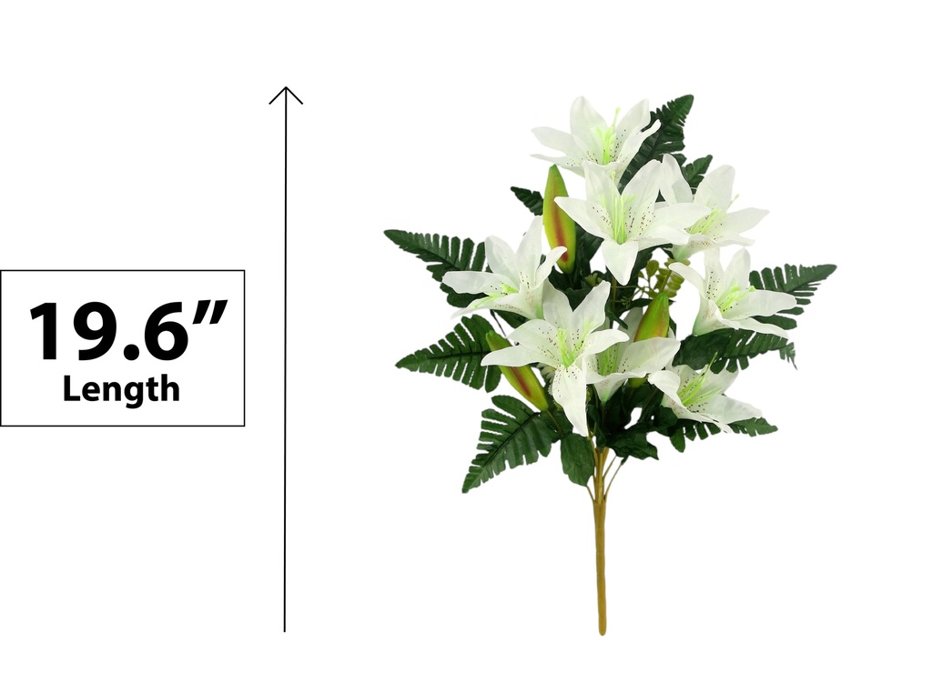 50cm Cemetery Flower, White Lily, 13 Heads Flowers/Buds (12 pc/ctn)