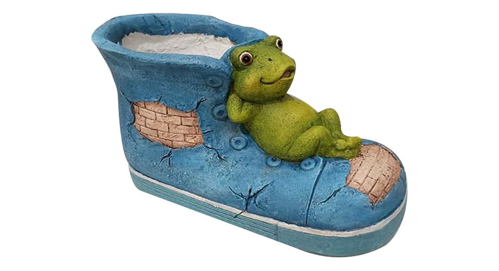 Boot With Frog Flower Pot, 13.39*6.3*8.07" (4 pc/ctn)