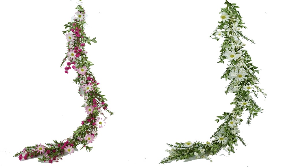 5Ft Daisy Garland, Flower Head:Big 10 pc,Small 50 pc,2 Colors Assorted (24 pc/ctn)