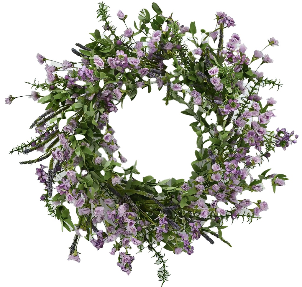 24" Eustoma Russellianum Wreath,Flower Head:66 pc (16 pc/ctn)
