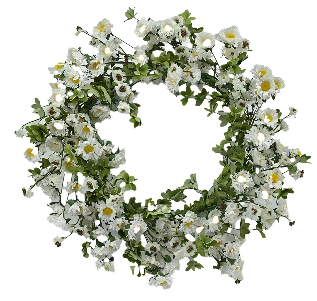 24" Daisy Wreath,Flower Head:108 pc (16 pc/ctn)