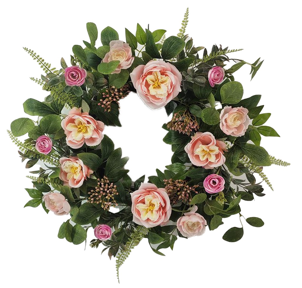 22" Ch"Ese Rose Wreath,Flower Head:Big 5 pc,Mid 4 pc,Small 5 pc (10 pc/ctn)