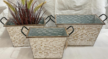 3 Size Rectangular Metal Flower Planter Set with Handles (4 sets/ctn)