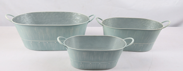 3 Size Metal Flower Planter with Handles (6 sets/ctn)