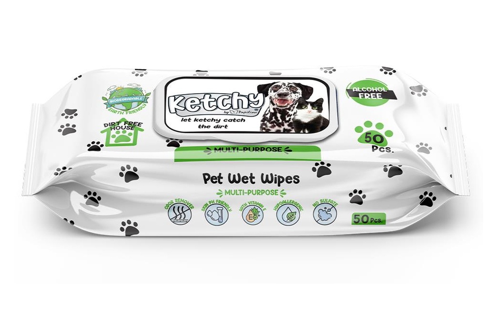 PAPILION PET CLEANING WET WIPES 50 PCS X 12 (12 PCS/CTN)