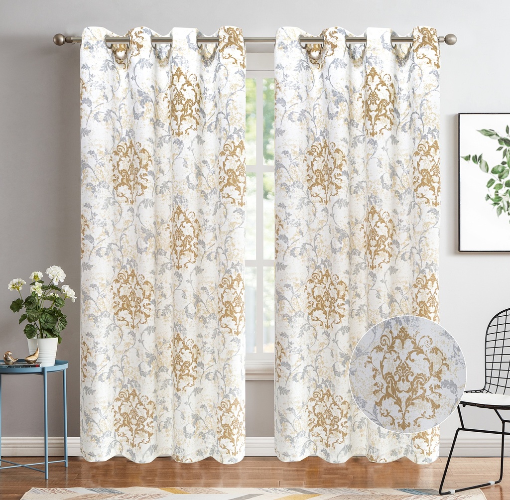 54"x84" Tessa 60% Blackout Grommet Window Curtain, Printed Panel, 100% Polyester (12 pc/ctn)