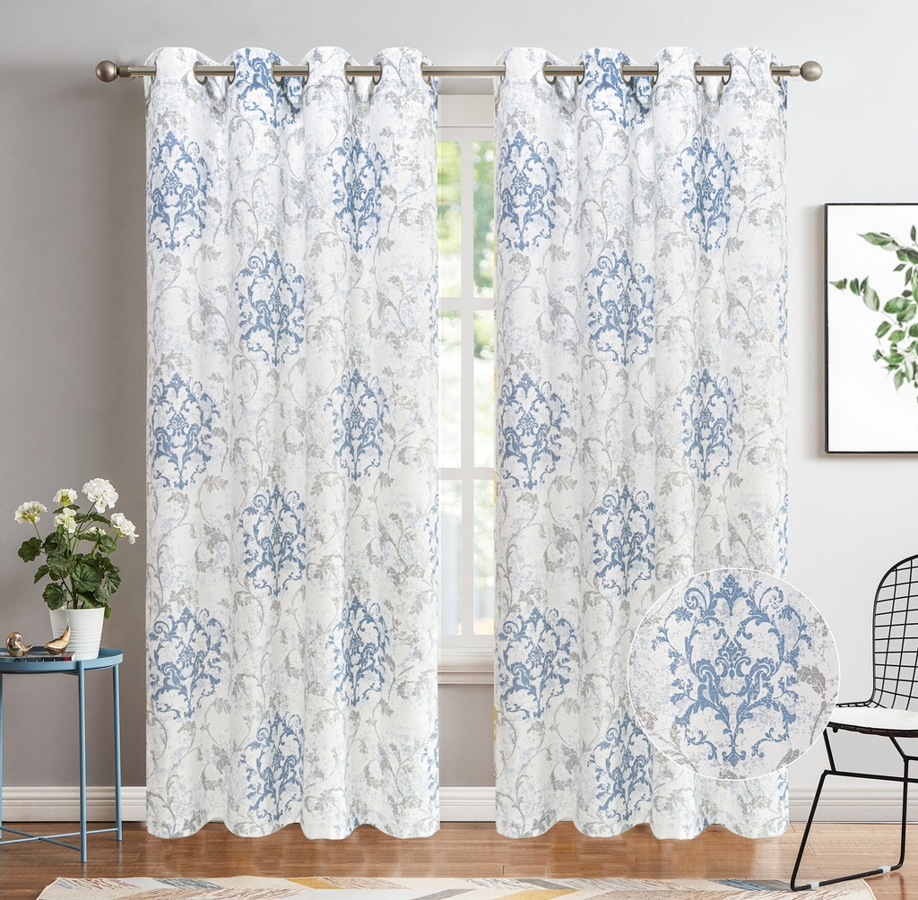 54"x84" Tessa 60% Blackout Grommet Window Curtain, Printed Panel, 100% Polyester (12 pc/ctn)