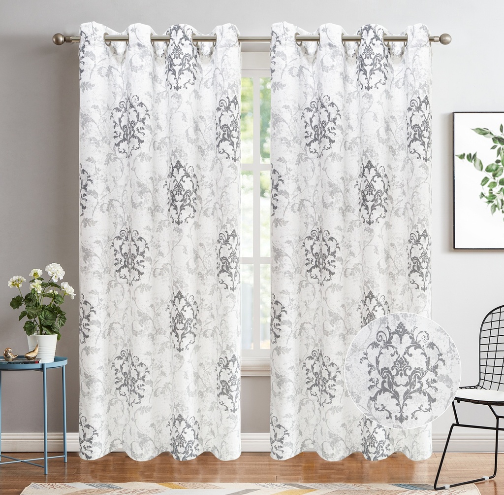 54"x84" Tessa 60% Blackout Grommet Window Curtain, Printed Panel, 100% Polyester (12 pc/ctn)