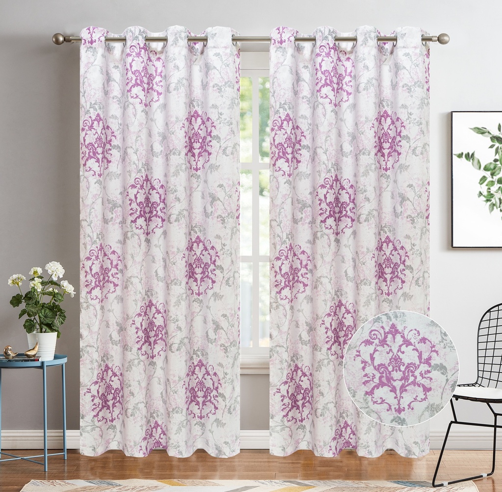 54"x84" Tessa 60% Blackout Grommet Window Curtain, Printed Panel, 100% Polyester (12 pc/ctn)