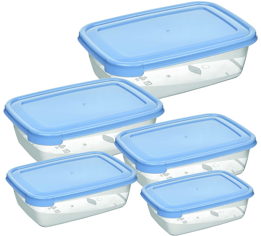 5 Piece Rectangular Food Storage Container Set (10oz/20oz/1.3QT/2.1QT/3.2QT)((300/600/1200/2000/3000ml) (12 set/ctn)