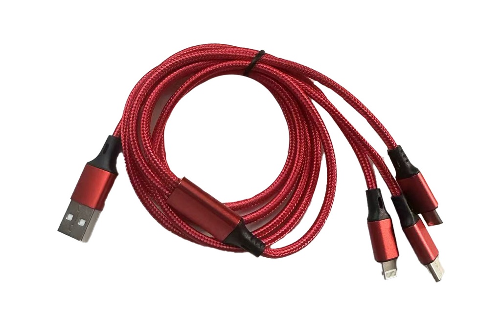 USB 3-in-1 fast charging cable, 2A, 1.2m (50 pc/ctn)