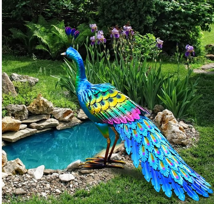 Iron Art Peacock: 60x18.5x46cm