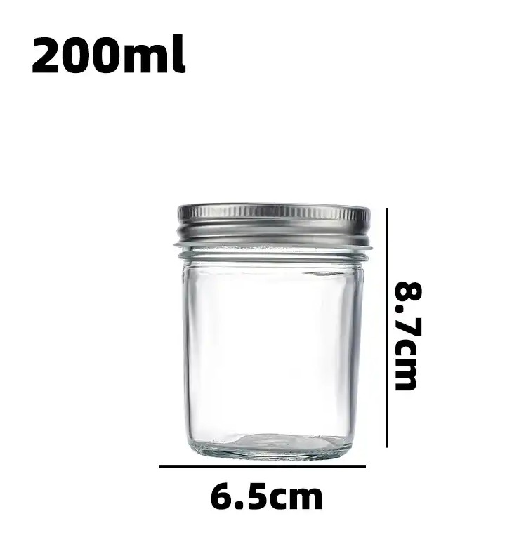 200ml (6.8oz) Glass Jar with Double Wall Tin Lid (72 pc/ctn)