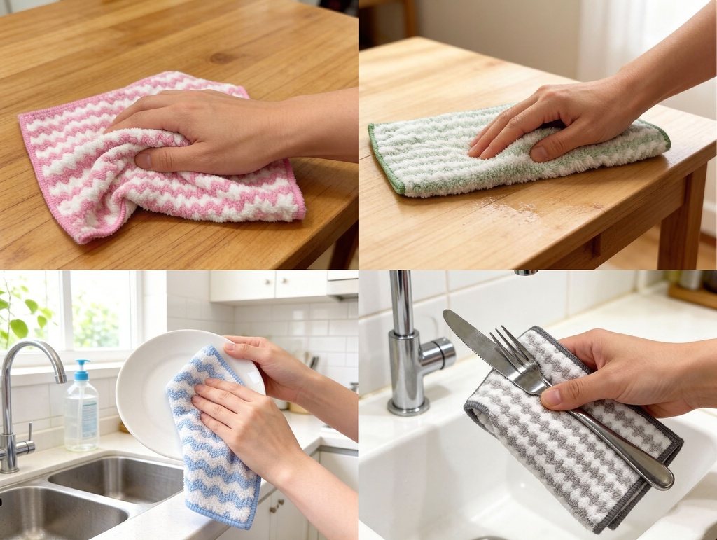 6 pc 12"X12"(30x30cm) Soft Touch Multi-Purpose Cleaning Cloths, Mixed color, 330gsm (48 sets/ctn)