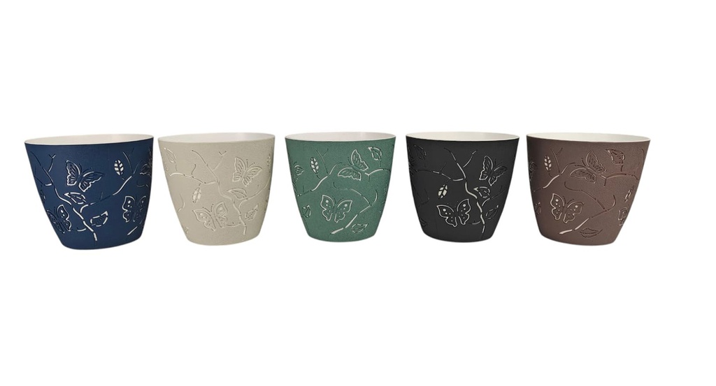 1.4 LT 3D Butterfly Flower Pot with Bottom Saucer, assorted Color (30 pc/ctn)