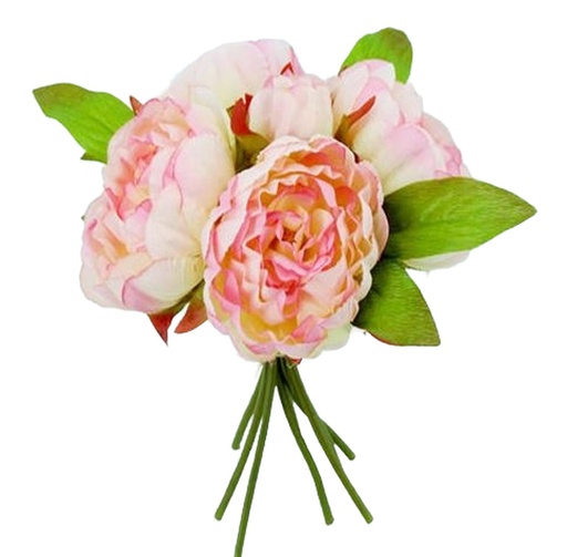 [FL6022-PK] 7 head Peony Bouquet Set w. Leaves, 23 cm (24 set/ctn)