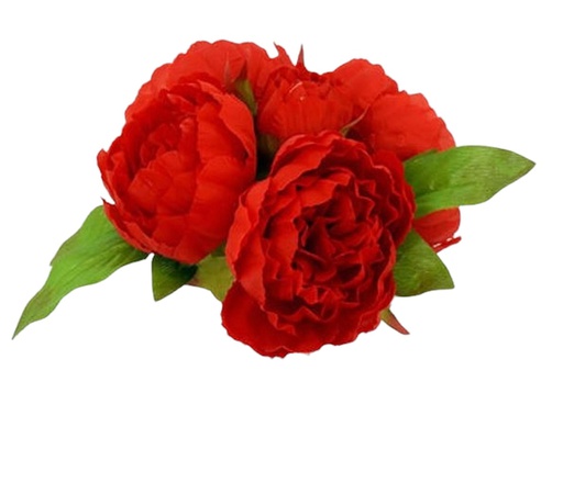 [FL6022-RD] 7 head Peony Bouquet Set w. Leaves, 23 cm (24 set/ctn)