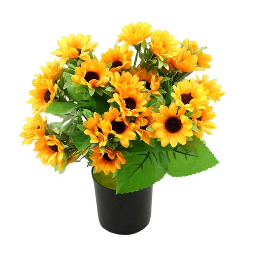 [FL6306] 33 pc 10cm Sunflower Bouquet, Potted Flower,33cm H (12 pot/ctn)