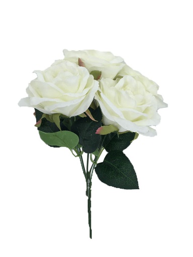 [FL6605-WH] 5 pc White Rose Head (288 pcs/ctn)