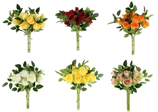 [FL6607] 7 pc Golden Rose Bouquet (36 set/ctn)