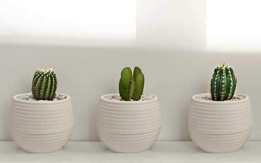 [FL0140BG] 3 pc 0.13LT Flower Pot, Off White (12 set/ctn)