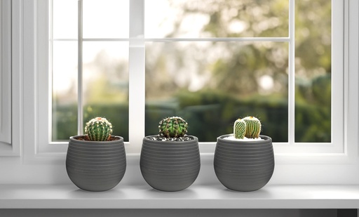 [FL0140GY] 3 pc 0.13LT Flower Pot, Anthracite (12 set/ctn)