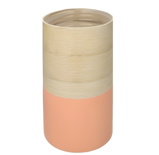 [FL0231] Salmon Bamboo Flower Pot, H5.5"xD6.3",  14x16cm (12 pc/ctn)