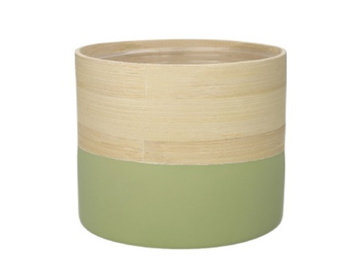 [FL0232] Olive Bamboo Flower Pot, H6.7"xD7.3",  17x18.5cm (8 pc/ctn)