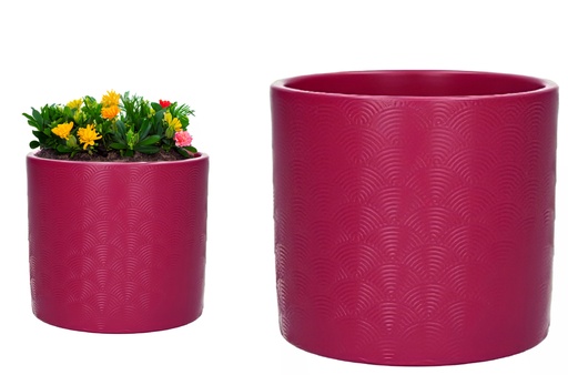 [FL0247] Fuchsia Ceramics Flower Pot, H4.8"xD5.3",  12.3x13.5cm (6pc/ctn)