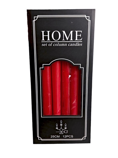 [CPGC-0286] 12pc set of column candles, 25cm(10")  (24 pc/ctn)
