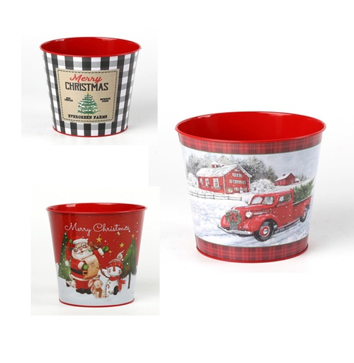 [CPGC-0373] D17.5XH16.6CM，3 color mixed Tin flower Pot