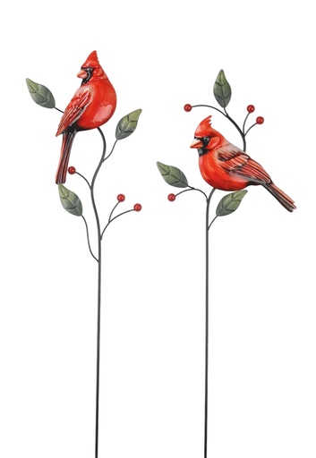 [HD10011] Metal Cardinal Garden Stake, 16x62x2/20.5x61x2cm (24 pc/ctn)