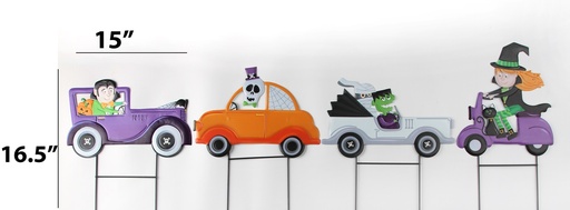 [HD12006] Halloween Yard Stake, Cars, 15"x16.5"(38x42CM), Assorted Designs (24 pc/ctn)