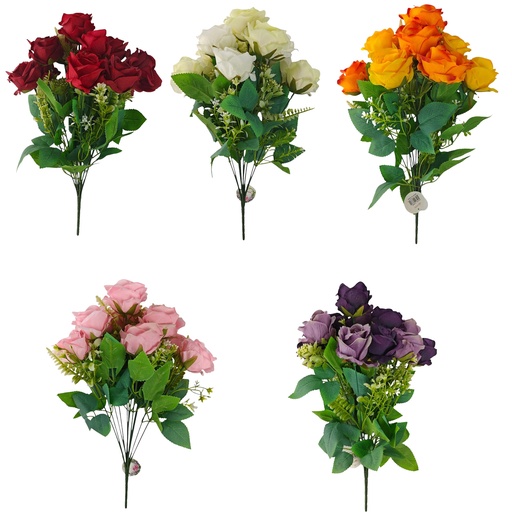 [FL6669] 12 Heads Rose bush,dia 7cm, 42cm, Assorted Color (30 pc/ctn)