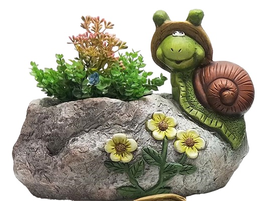 [HD10103] Snail On Rock Flower Pot, 13.98*6.1*10.63" (3 pc/ctn)