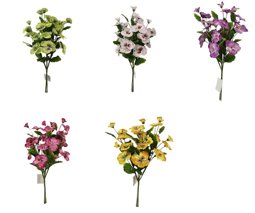 [FL7113] 20" Pansy Bush,Flower Head:Big 8 pc,Mid 8 pc,Small 8 pc,5 Colors Assorted (135 pc/ctn)