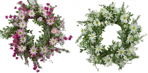 [FL7300] 24" Daisy Wreath,Flower Head:Big 144 pc,Small 48 pc,2 Colors Assorted (16 pc/ctn)