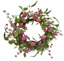20" Tulip&Hydrangea Wreath,Flower Head:Tulip 7 pc,Hydrangea 14 pc (4 pc/ctn)