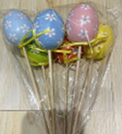 [HD10904] 6 Pack Plastic Multicolor Eggs on Stick, 6cm (80 bags/ctn)