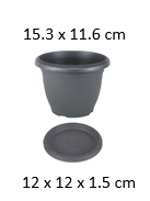 [FL0012GY] 1LT Villa Flower Pot, 153X116mm (120 pc/ctn)