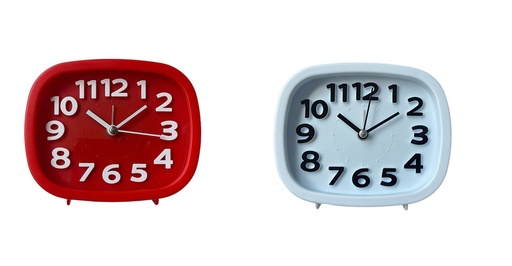 [CL334] Square Alarm Clock, 4.72"×3.94"×1.57"(12×10×4cm), Mixed Colors (10 pc/ctn)