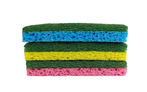 [C21-00014C] 3 pc Sponge Scratch Scouring Pads,11x7x1.8cm, Blue/Yellow/Pink (24 pc/ctn)