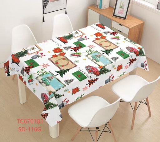 [TC670181] 300gsm 54" PVC Metallic Embossed Christmas Tablecloth (40 Yard/Roll)
