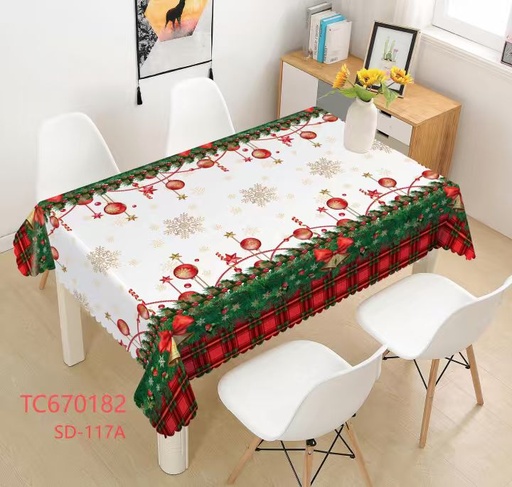 [TC670182] 300gsm 54" PVC Metallic Embossed Christmas Tablecloth (40 Yard/Roll)